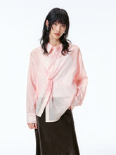 Women's Lightweight Glossy Twisted Shirt Set